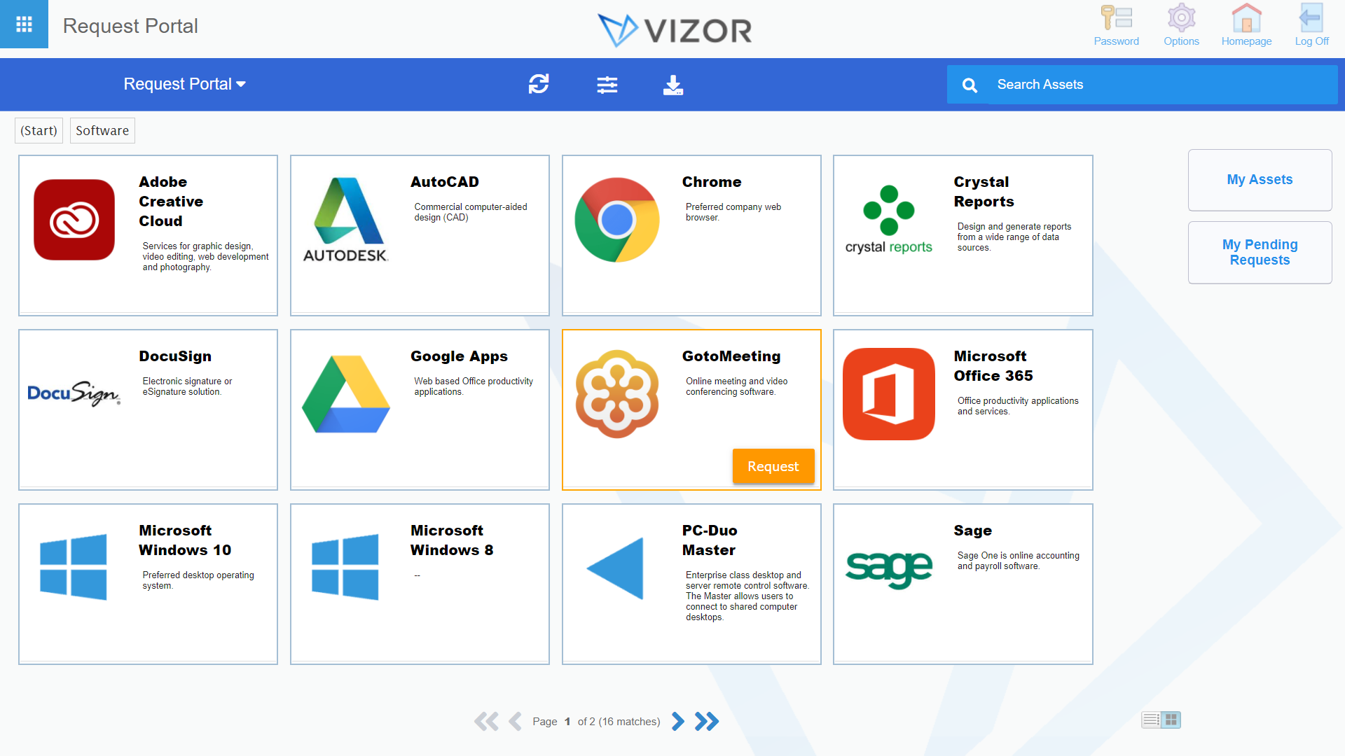 screenshot of VIZOR License Manager